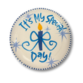 Load image into Gallery viewer, Decorative plate with a blue candle and star design, featuring the text 'It's My Special Day!' on a white background.
